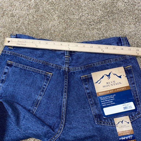 New Blue Mountain Mens Regular Fit Denim Jeans Size 34X32 Straight Leg, 5-pocket - Picture 10 of 12